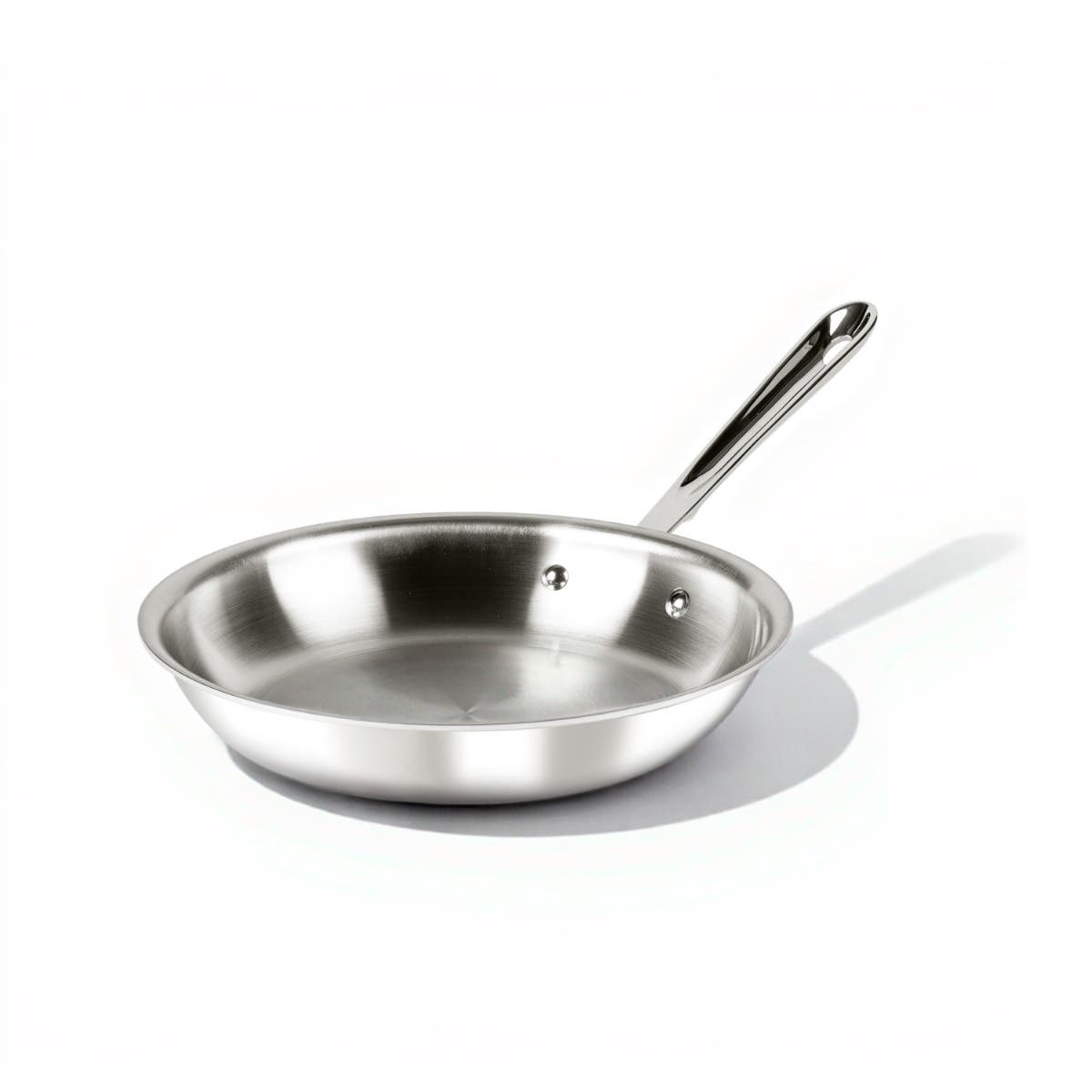 All-Clad D3 Stainless 10-inch tri-ply fry pan, angled view