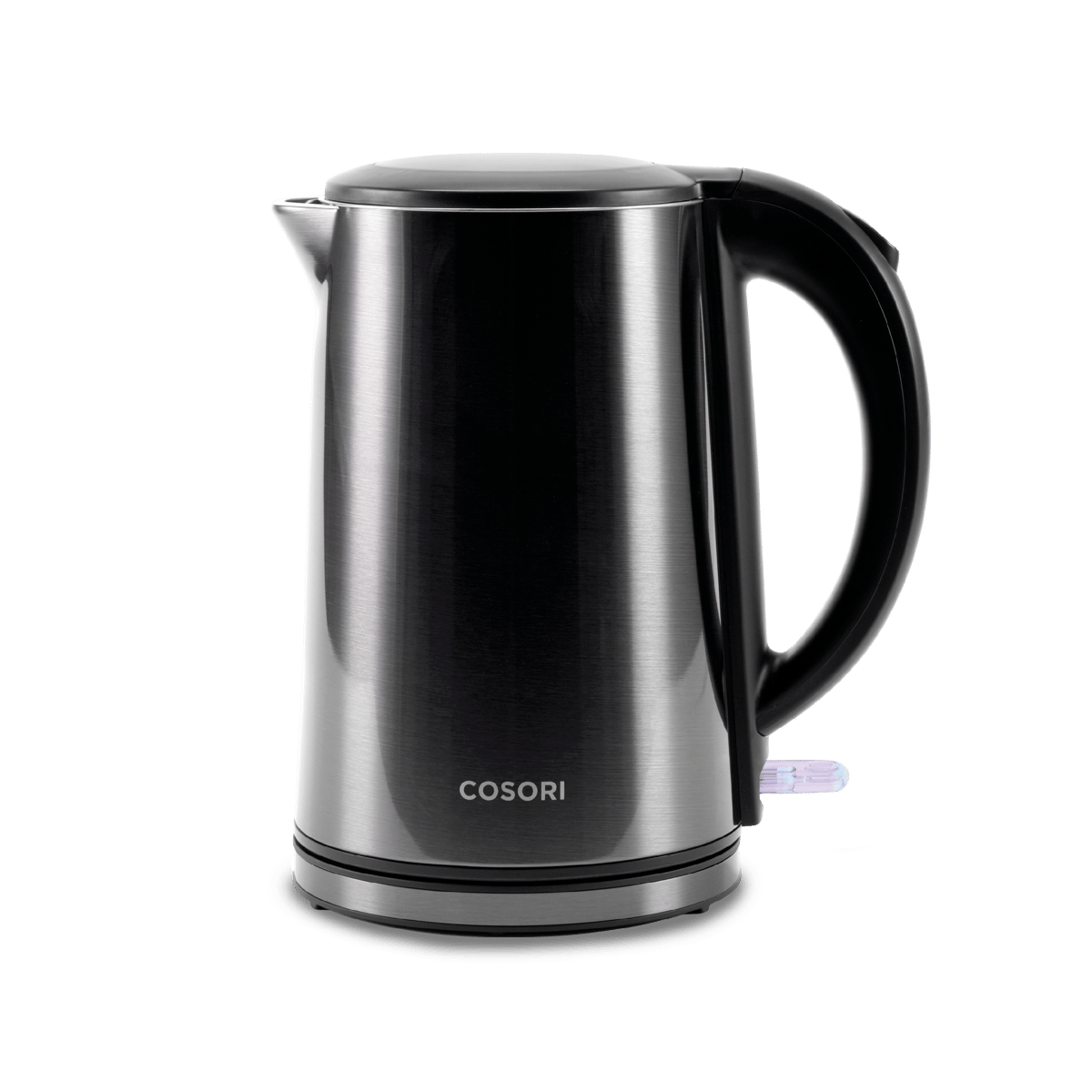 COSORI Double-Wall Stainless Steel Electric Kettle (CDK-SE151), brushed steel body with a black handle and lid