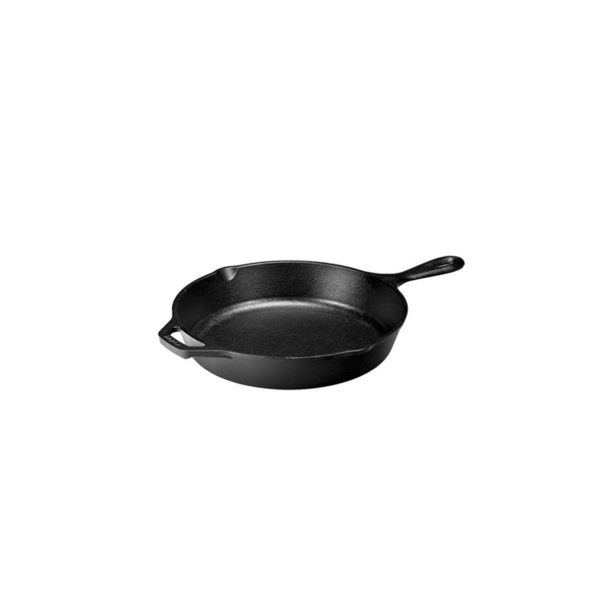 Lodge 10.25-inch seasoned cast iron skillet, top-angled studio shot on white background