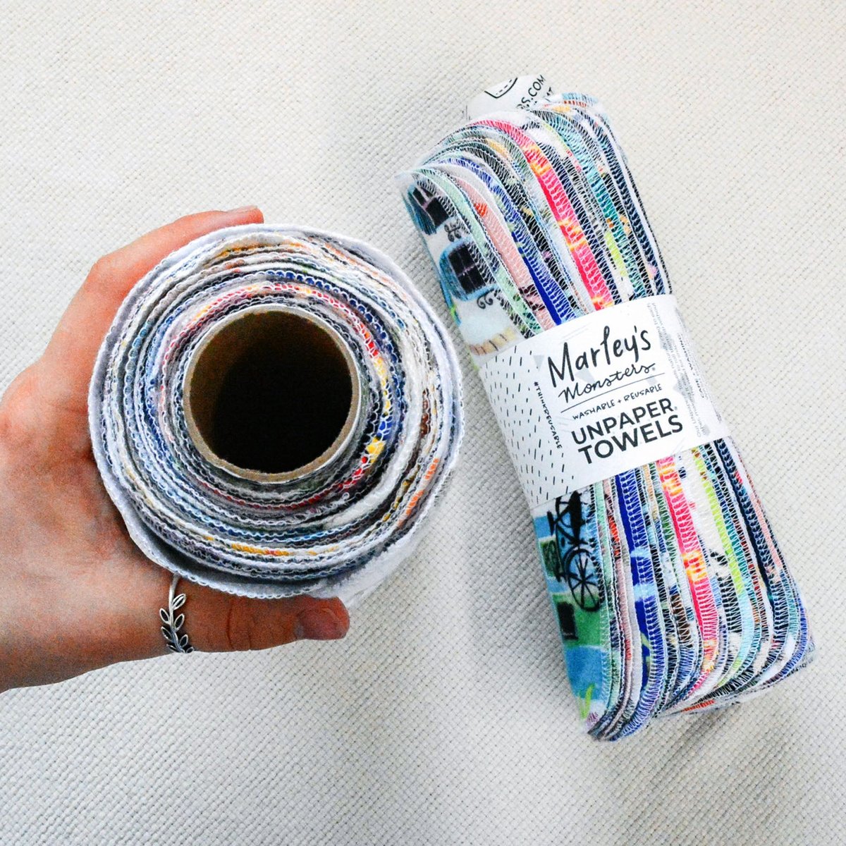 Marley's Monsters UNpaper Towels, reusable cotton flannel paper-towel replacement