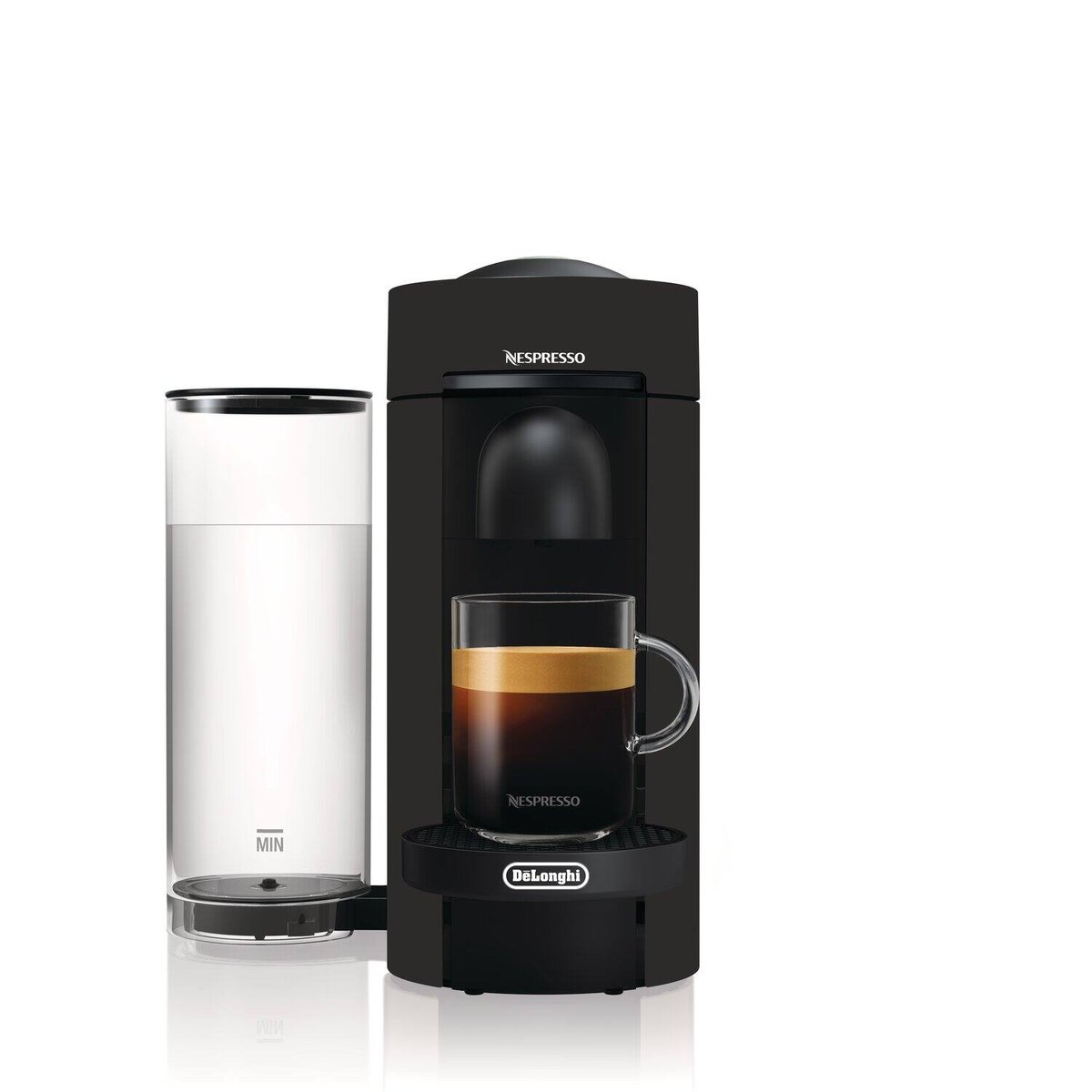 Nespresso VertuoPlus black matte coffee machine by De'Longhi with water tank