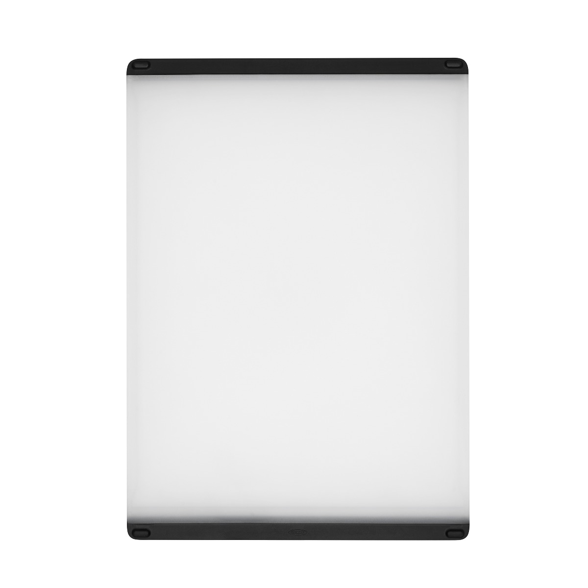 OXO Good Grips Utility Cutting Board, black-edged white board on white background