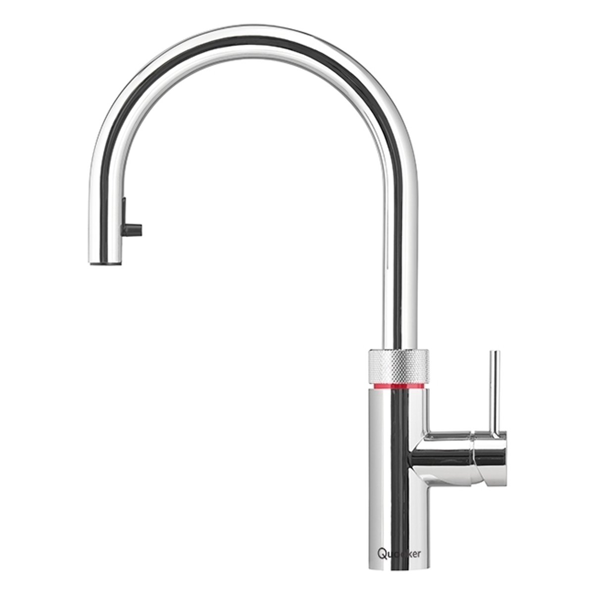 Quooker Flex chrome 3-in-1 boiling water kitchen tap with pull-out hose