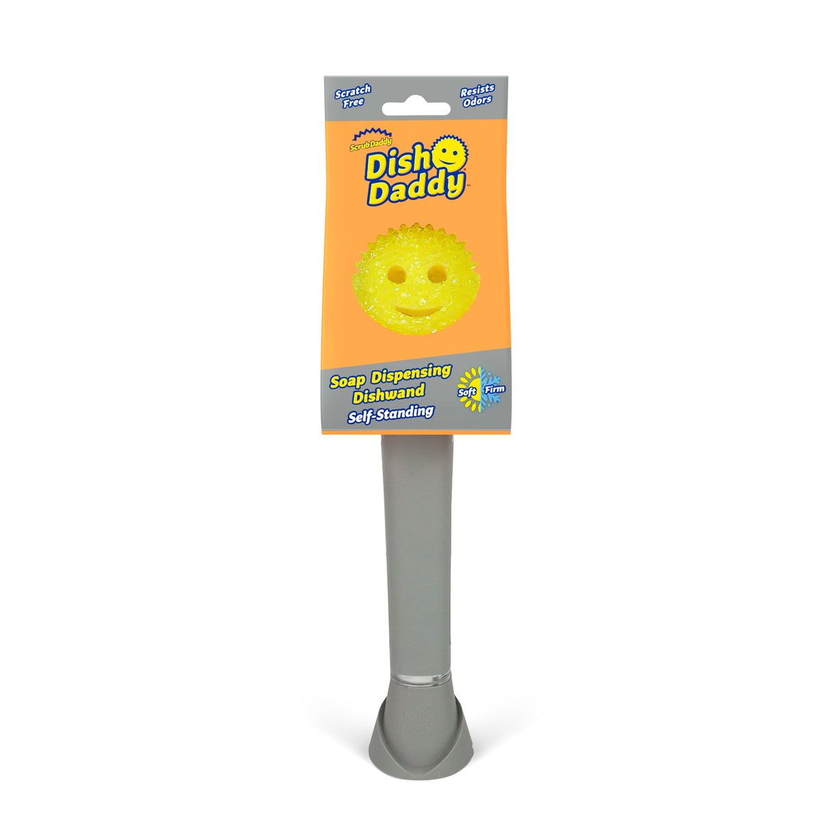 Scrub Daddy Dish Daddy soap-dispensing dishwand with scrubber head