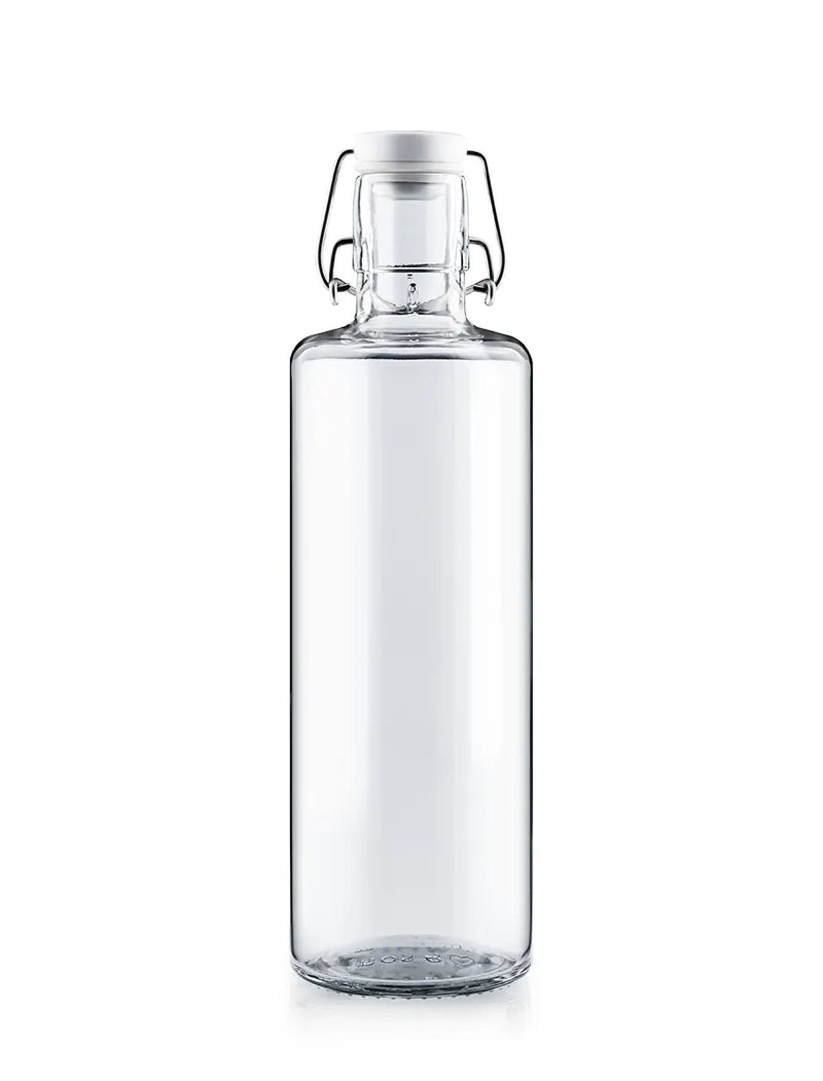 soulbottles clear glass drinking bottle with white ceramic swing-top lid
