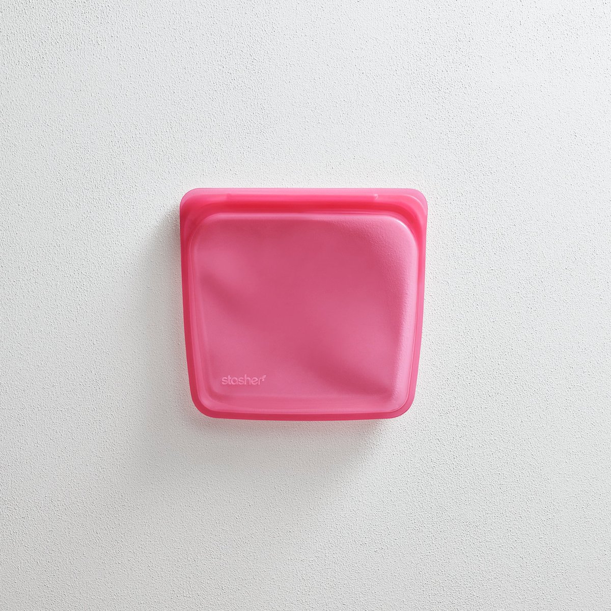 Stasher reusable silicone sandwich bag in raspberry pink