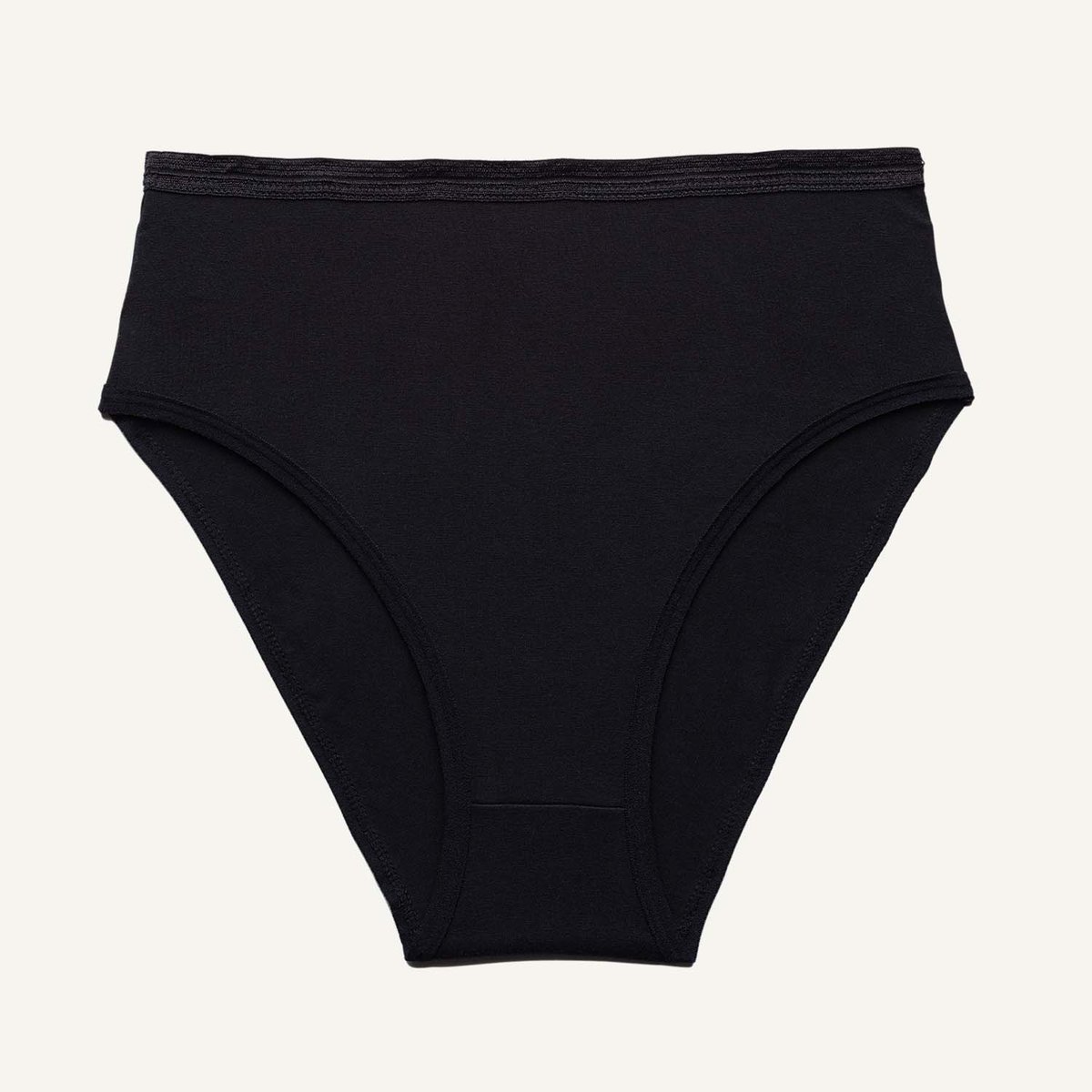 Subset organic cotton high-rise brief underwear in black, front flat lay