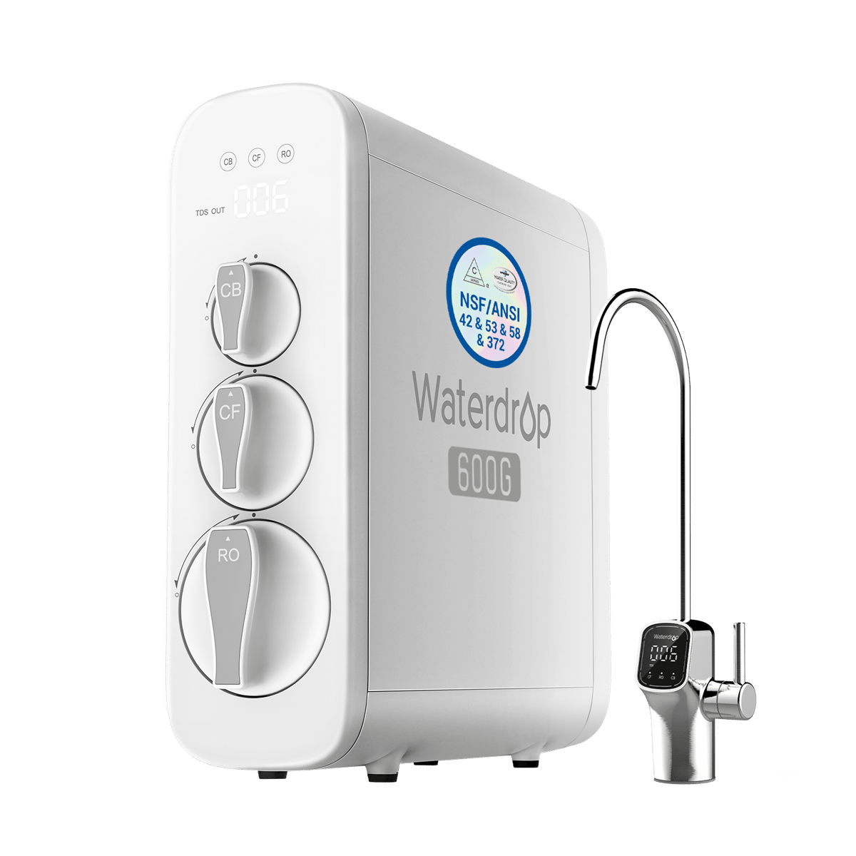 Waterdrop G3P600 tankless under-sink reverse osmosis system with faucet