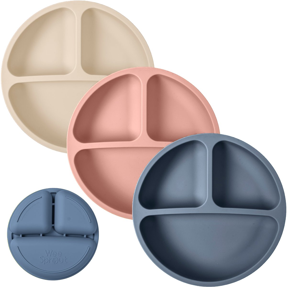 WeeSprout Silicone Suction Divided Plate