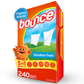 Bounce Outdoor Fresh fabric softener dryer sheets orange box, 240 sheets
