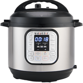Instant Pot Duo 6-quart multi-cooker, front silo shot on transparent background