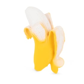Oli & Carol Ana Banana natural rubber baby teether on white background
