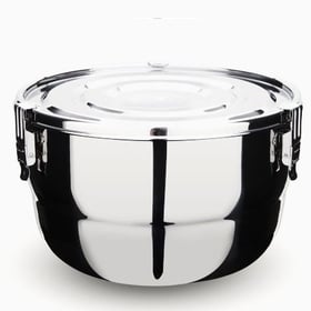 Onyx stainless steel airtight container with clamp lid on white background