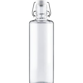 soulbottles clear glass drinking bottle with white ceramic swing-top lid