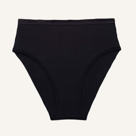 Subset organic cotton high-rise brief underwear in black, front flat lay