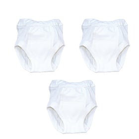 Under the Nile organic cotton training pants, pack of three in natural white, front view