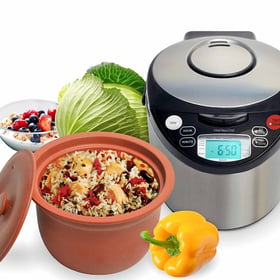 VitaClay VM7900 smart organic clay multicooker with stainless housing and unglazed clay inner pot
