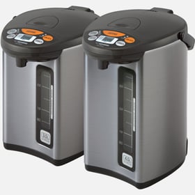 Zojirushi Micom Water Boiler & Warmer (CD-WCC) in silver, a tabletop hot-water dispenser with a dispensing spout