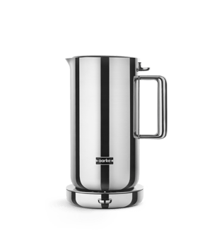 Aarke Kettle in polished stainless steel, a premium double-wall electric kettle, front view