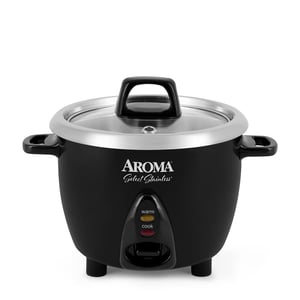Aroma Select Stainless black rice and grain cooker with glass lid