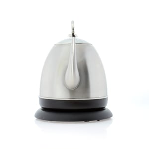 Chantal Mia Ekettle in brushed stainless steel, an analog electric gooseneck kettle, front view