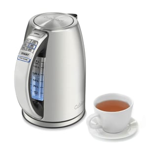 Cuisinart PerfecTemp brushed stainless steel cordless electric kettle with temperature preset controls