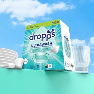Dropps UltraWash Unscented dishwasher detergent pods cardboard box