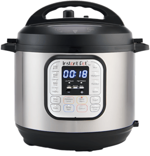 Instant Pot Duo 6-quart multi-cooker, front silo shot on transparent background