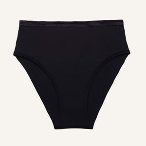 Subset organic cotton high-rise brief underwear in black, front flat lay
