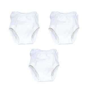 Under the Nile organic cotton training pants, pack of three in natural white, front view
