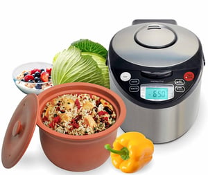 VitaClay VM7900 smart organic clay multicooker with stainless housing and unglazed clay inner pot